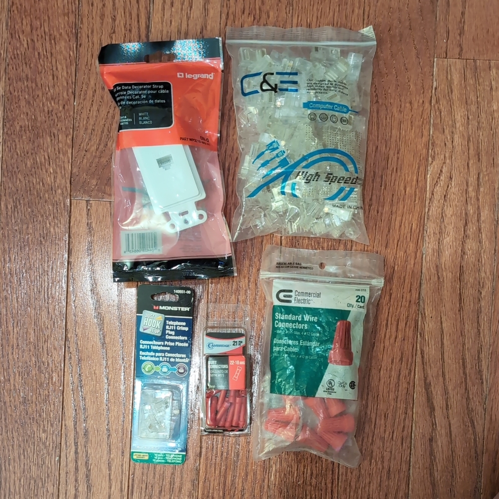 Ethernet Connectors/Outlet Telephone Connectors Butt Connectors + Wire Nuts New
